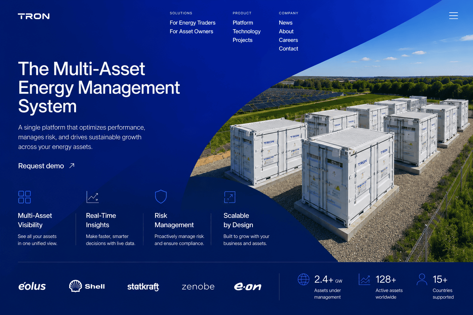 TRON EMS — enerģijas pārvaldības platformas mājaslapa 2