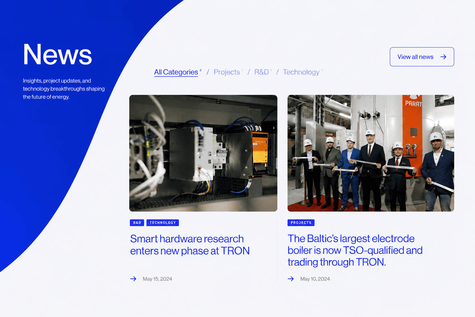 TRON EMS — enerģijas pārvaldības platformas mājaslapa 3