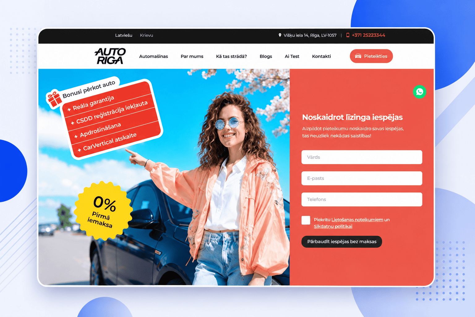 AutoRiga — lietotu auto tirdzniecības platforma ar līzingu un AI izvēles rīku 1