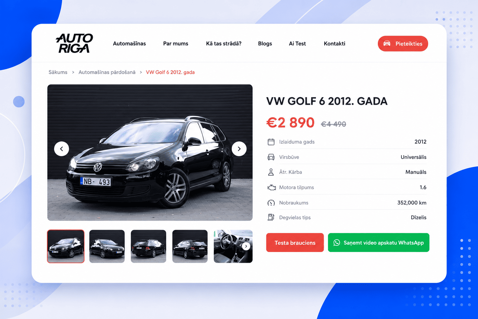 AutoRiga — lietotu auto tirdzniecības platforma ar līzingu un AI izvēles rīku 4