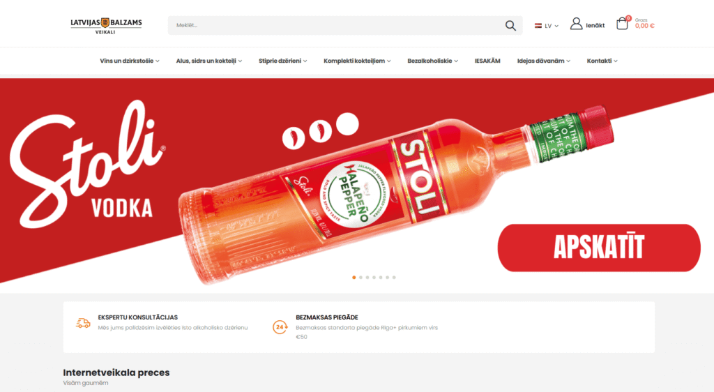 LBveikali.lv — alkoholisko dzērienu internetveikals uz Magento