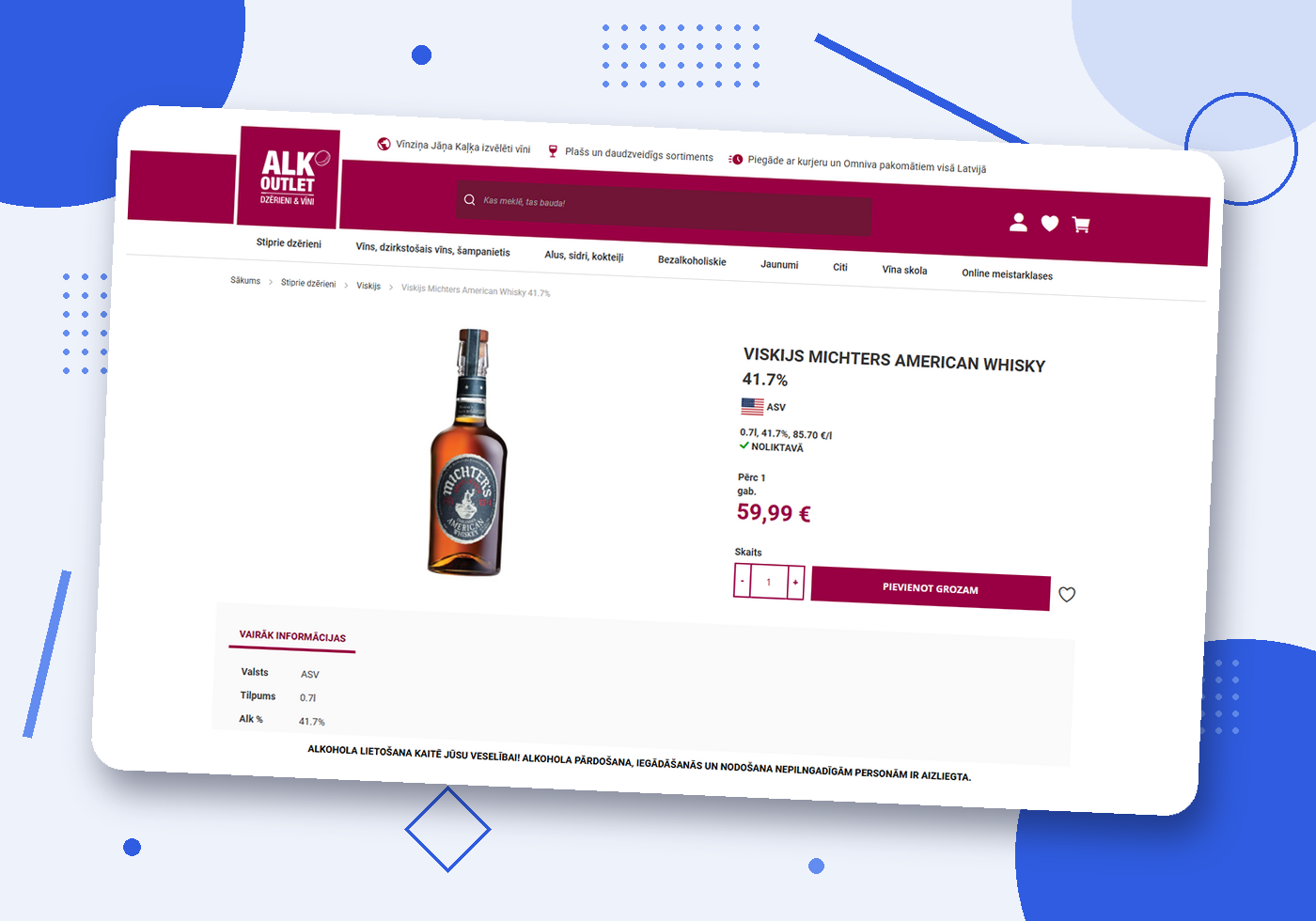 alkoutlet magento e-veikals latvijā